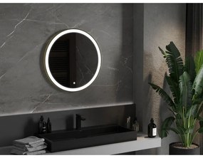 Mexen Esso, okrúhle LED podsvietené kúpeľňové zrkadlo 70 cm, 6000K, vykurovacia podložka proti zahmlievaniu, zlatý rám, 9825-070-070-611-50