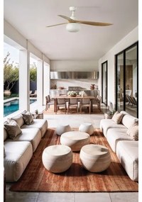 FARO 34361WT-11L-Stropný ventilátor OUTWOOD L 1xE27/15W hnedá/biela priemer 150 cm WT IP44+DO