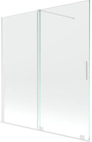 Mexen Velar, 2-krídlová posuvná vaňová zástena 150 x 150 cm, 8mm číre sklo, biely profil, 896-150-000-01-20