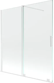 Mexen Velar, 2-krídlová posuvná vaňová zástena 150 x 150 cm, 8mm číre sklo, biely profil, 896-150-000-01-20
