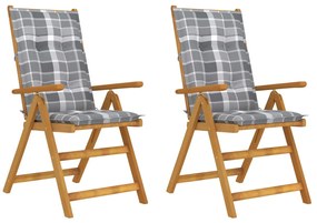 Záhradné sklápacie stoličky 2 ks s podložkami akáciový masív 3064088