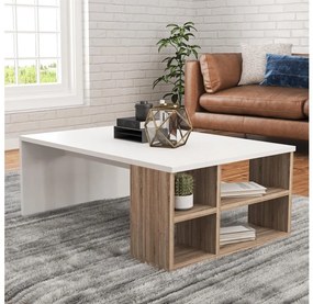 Konferenčný stolík DEFNE 34x90 cm biela/hnedá