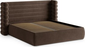 Hnedá čalúnená dvojlôžková posteľ s úložným priestorom s roštom 180x200 cm Mount – Micadoni