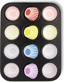 Kovová forma na 12 muffinov s papierovými košíčkami 72 ks