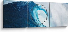 Obraz - Vlna oceánu (s hodinami) (90x30 cm)