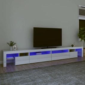 TV skrinka s LED svetlami lesklá biela 290x36,5x40 cm