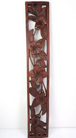 Dekorácia na stenu HYBISCUS hnedá, exotické drevo, ručná práca, 90x15 cm