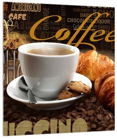 Obraz kávy a croissantov (30x30 cm)