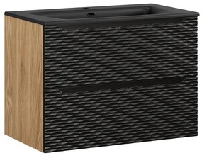 Závesná skrinka Ocean so zápustným umývadlom 80 cm čierna