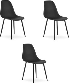 Set troch jedálenských stoličiek WAT čierny - čierne nohy (3 ks)