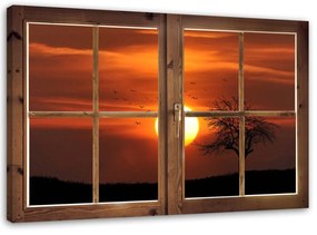 Obraz na plátně Pohled z okna Západ slunce - 120x80 cm