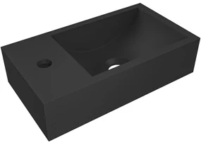 CERANO - Umývadlo z liateho mramoru Teo, závesné ľavé - čierna matná - 40x22 cm, CER-CER-482704