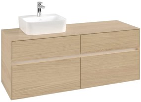 VILLEROY &amp; BOCH Collaro závesná skrinka pod umývadlo na dosku (umývadlo vľavo), 4 zásuvky, s LED osvetlením, 1400 x 500 x 548 mm, Nordic Oak, C101B0VJ