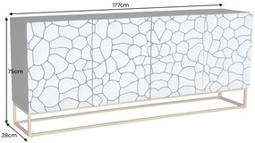 Komoda Erupcio 177 cm a komoda Erupcio 120 cm mozaika čierno-biela set