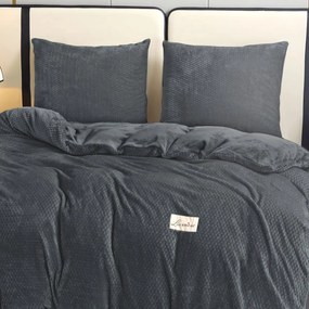 Dekorstudio Obojstranné plyšové posteľné obliečky PMK-01 v grafitovej farbe Rozmer posteľných obliečok: Šírka x Dĺžka: 220x200cm + 2 ks 70x80 cm