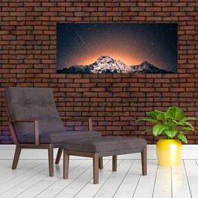 Obraz nočnej oblohy s horou (120x50 cm)