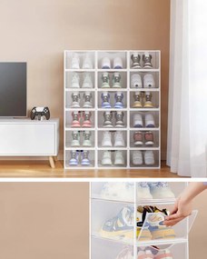 Sada 18 ks plastových boxů na boty Tarny průhledná/bílá