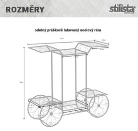 STILISTA stojan na rastliny, vozík, 77 x 75 x 28 cm, oceľ