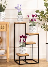 STOJAN NA KVETINÁČ KASKADA 79X40X40 CM ČIERNA/HNEDÁ