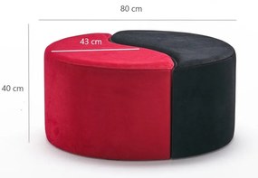 Taburette Alis Pouf Červená a čierna