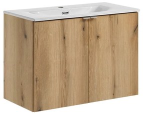 Závesná skrinka Nova Oak I so zápustným umývadlom 80 cm dub coast evoke