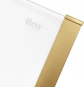Rea Solar, sprchový kút s posuvnými dverami 90x90 cm + biela sprchová vanička Savoy, zlatá matná, KPL-96018