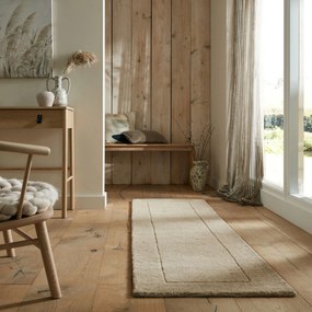 Flair Rugs koberce AKCIA: 60x230 cm Kusový ručne tkaný koberec Tuscany Textured Wool Border Natural - 60x230 cm