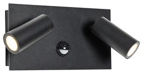 Vonkajšie nástenné svietidlo čierne vrátane LED 2-svetlo senzor pohybu - Simon