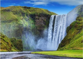 Sklenený obraz - Vodopád Seljalandsfoss (70x50 cm)