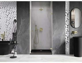 Mexen, Mexen Lunar-B výklopné pravé sprchové dvere 65 cm, transparentné, brúsené zlato - 832-065-000-55-00-P