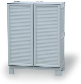 Plastová skriňa policová, nízka, 700 x 390 x 920 mm, sivá