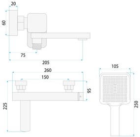 Rea Arlo, vaňová batéria s ručnou sprchovou súpravou, zlatá matná, REA-B0979