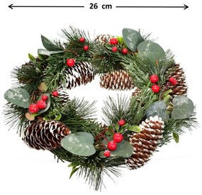 Vianočný zdobený veniec Milano, 28 cm