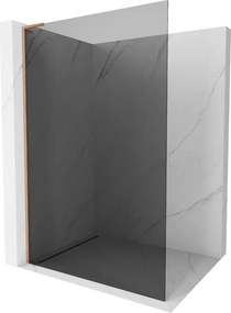Mexen Kioto L, sprchová zástena Walk-In 70 x 200 cm, 8mm šedé sklo, medený matný profil, 800-070-103-65-40