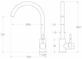 ALVEUS ES3508AE - Drezová batéria VIOLA 36,7 cm brúsená nerezová oceľ