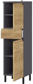 Tmavosivá vysoká kúpeľňová skrinka v dekore duba 34x120 cm Salinas - Germania