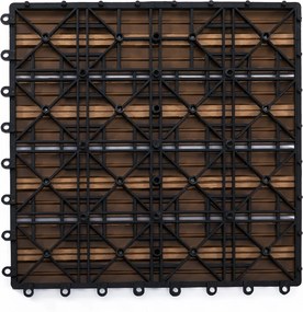 Outsunny Terasové dlaždice - Prepojiteľné deck dlaždice - Sada 11 ks, max. plocha 1,00 m² - Jednoduchá inštalácia, rozm. 30 x 30 cm | Aosom