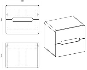 Kúpeľňová závesná skrinka pod umývadlo na dosku BÁRA 60 cm