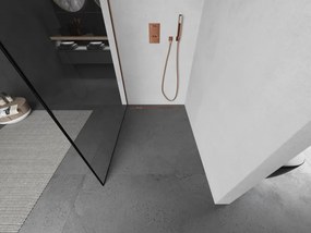 Mexen Kioto L, sprchová zástena Walk-In 70 x 200 cm, 8mm číre sklo čierny vzor, ružové zlato profil, 800-070-103-60-70