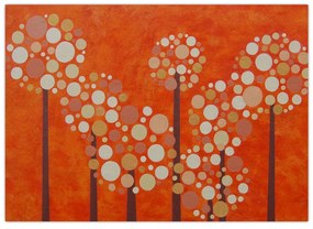 Sklenený obraz - Oranžový les (70x50 cm)
