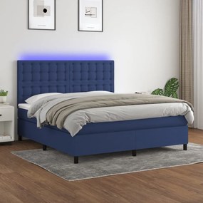 Posteľ boxsping s matracom a LED modrá 180x200 cm látka 3135219
