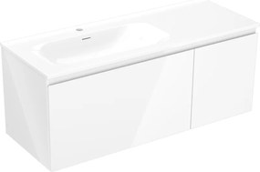 Mexen Orio, kúpeľňová skrinka 120 cm s umývadlom Vela vľavo, 1S, 1D, biela lesklá, 91A13-12047-3-BBFF00-W23L00