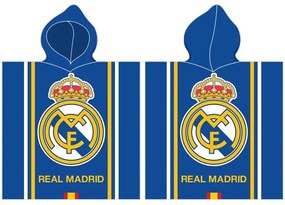 Detské froté pončo - futbalová osuška s kapucňou FC Real Madrid - motív Famoso - pre deti 3 - 6 rokov