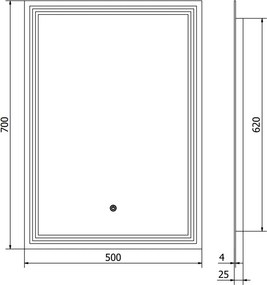 Mexen Taco, LED kúpeľňové zrkadlo s podsvietením 50x70 cm, 6000K, ochrana proti zahmlievaniu, 9805-050-070-611-00