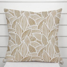 Biante Dekoračná obliečka na vankúš Leona LN-168 Biele listy na svetlo hnedom 50 x 50 cm