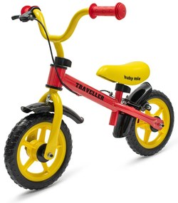 Detský balančný bicykel s brzdou Baby Mix Traveller červené