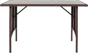 Polyratanový jedálenský stôl HWC-G16, 112x60cm - hnedá