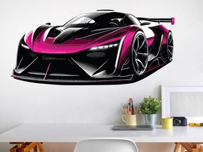 Ružový športiak textilní prelepiteľná nálepka na stenu hárok 47 x 22 cm