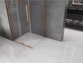 Mexen Velar L, sprchový kút s posuvnými dverami 90 x 90 cm, 8mm číre sklo, medená matná, 871-090-090-03-65