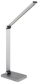 Stolná lampa Platinet 10 W, bezdrôtové nabíjanie + USB, strieborná